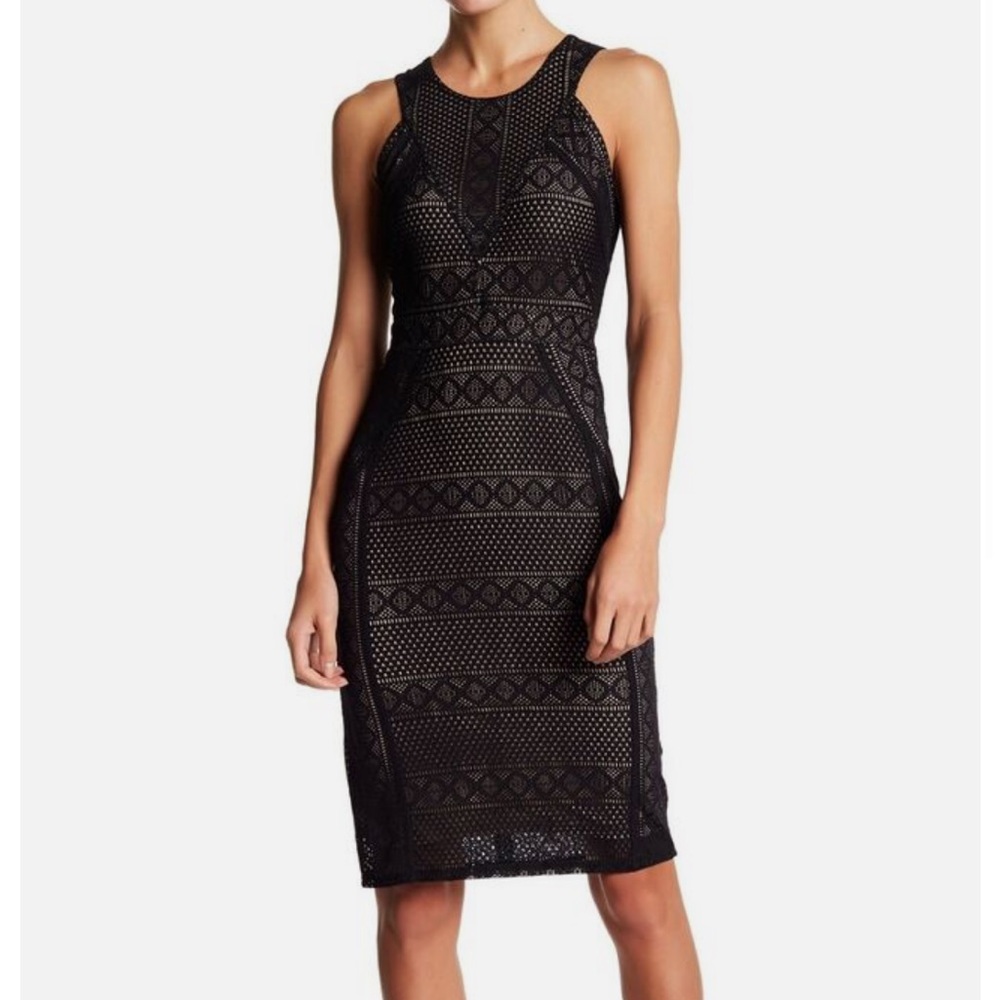 BCBGMAXAZRIA BLACK DENA LACE DRESS